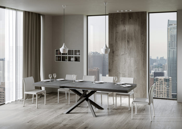 Tavolo allungabile 90x160/264 cm Volta Evolution Cemento telaio Antracite