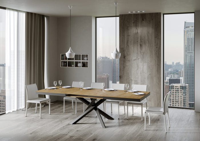 Tavolo allungabile 90x180/284 cm Volta Evolution Quercia Natura telaio Antracite