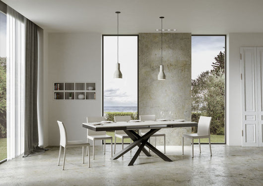 Tavolo allungabile 90x160/420 cm Volta Evolution Bianco Frassino telaio Antracite