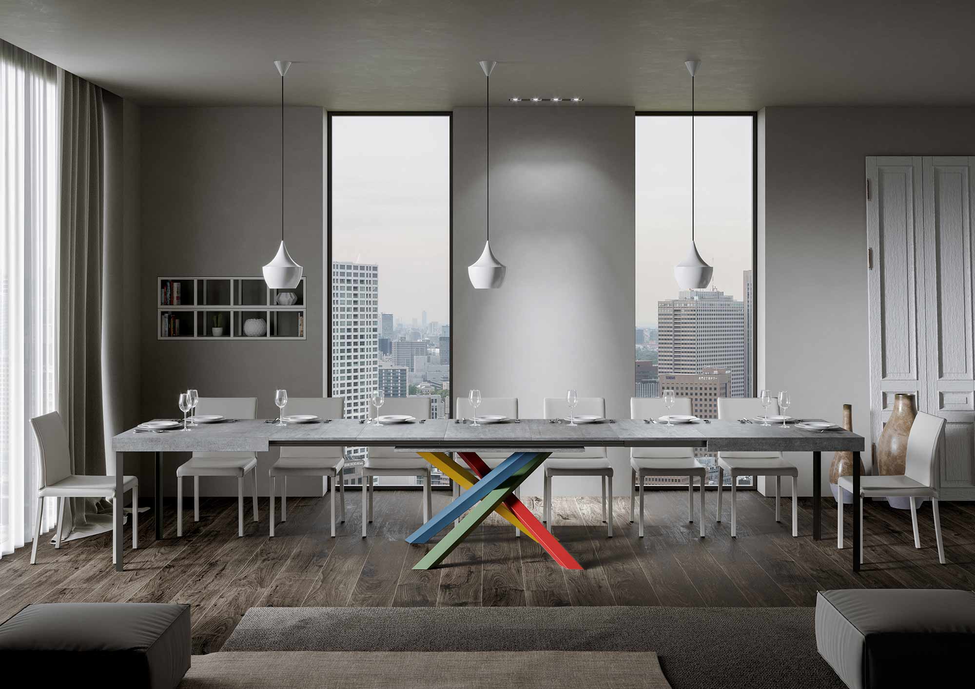 Tavolo allungabile 90x180/440 cm Volta Cemento telaio 4/B