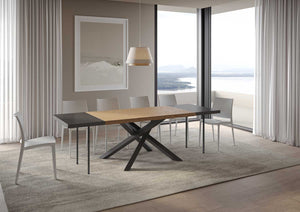 Tavolo allungabile 90x160/260 cm Versalux scortecciato rovere gambe antracite