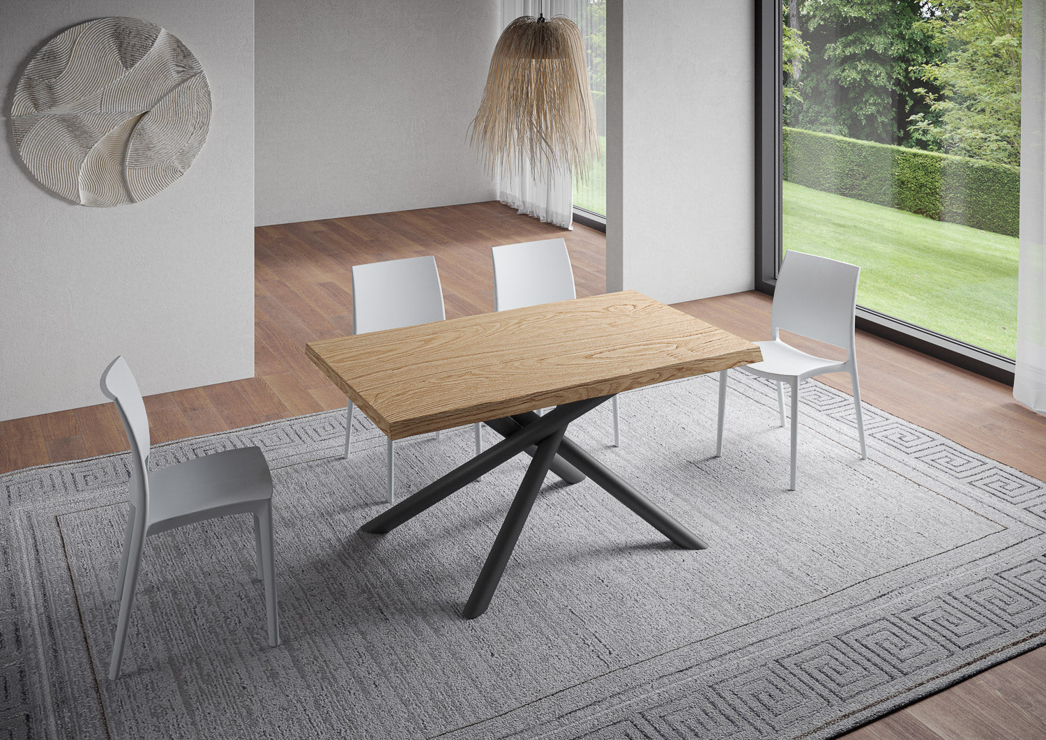 Tavolo allungabile 90x140/190 cm Vindral scortecciato rovere gambe antracite