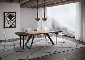 Tavolo allungabile 90x160/260 cm Tabira scortecciato rovere gambe antracite