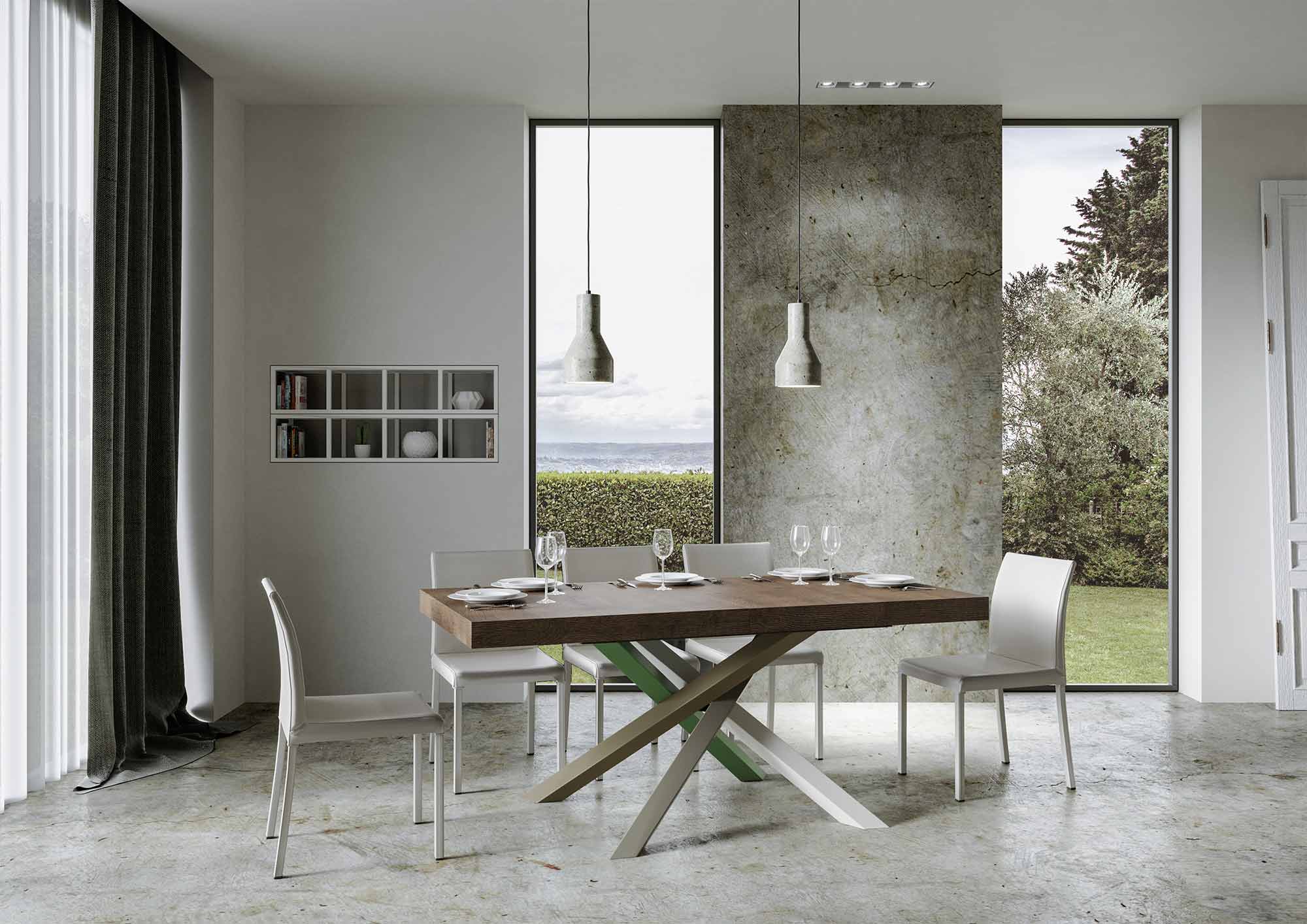 Tavolo allungabile 90x200/304 cm Volta noce telaio 4/A