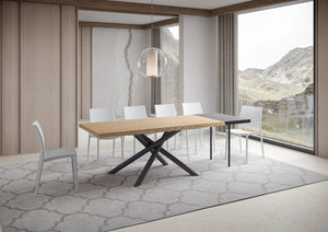 Tavolo allungabile 90x180/280 cm Vindral scortecciato rovere gambe antracite