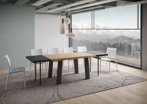 Tavolo allungabile 90x160/260 cm Svalen scortecciato rovere gambe antracite