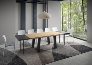 Tavolo allungabile 90x200/300 cm Svalen scortecciato rovere gambe antracite