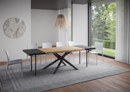 Tavolo allungabile 90x160/260 cm Vindral scortecciato rovere gambe antracite