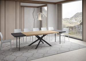 Tavolo allungabile 90x180/280 cm Vindral scortecciato rovere gambe antracite