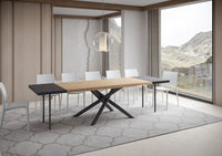 Tavolo allungabile 90x180/280 cm Vindral scortecciato rovere gambe antracite