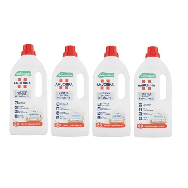 SET 4 AMUCHINA ADDITIVO LIQUIDO IGIENIZZANTE CON AMMORBIDENTE IN FORMATO DA 1 LT