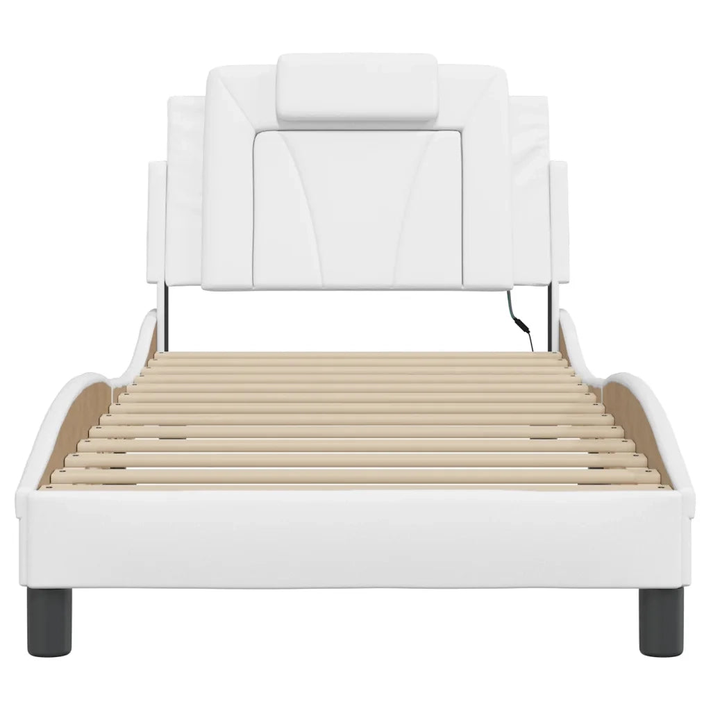 Giroletto Viana con LED senza Materasso-Struttura Letto Bianco 80x200 cm