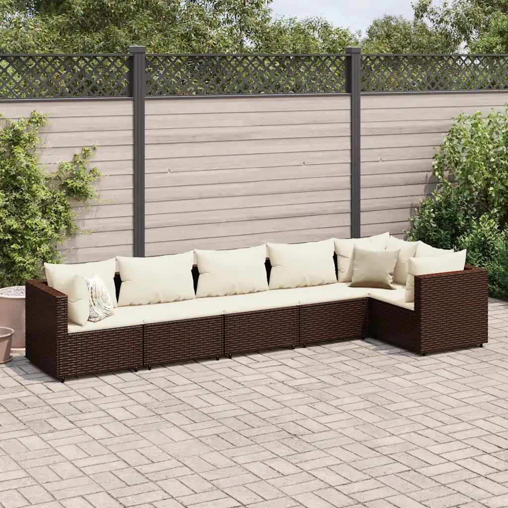 vidaXL Set Mobili da Giardino 6pz con Cuscini in Polyrattan Marrone