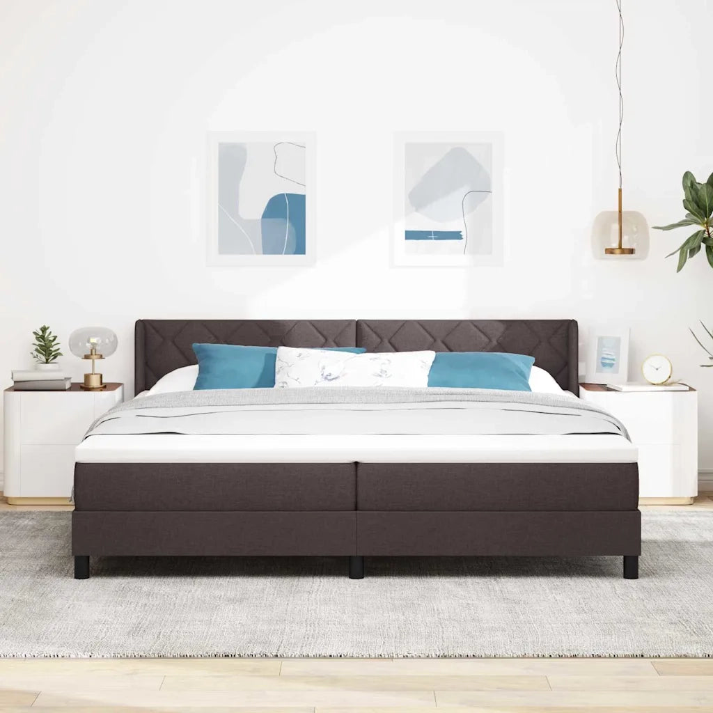 Letto a molle con testiera Marrone Scuro 200 x 200 cm Tessuto 3341191
