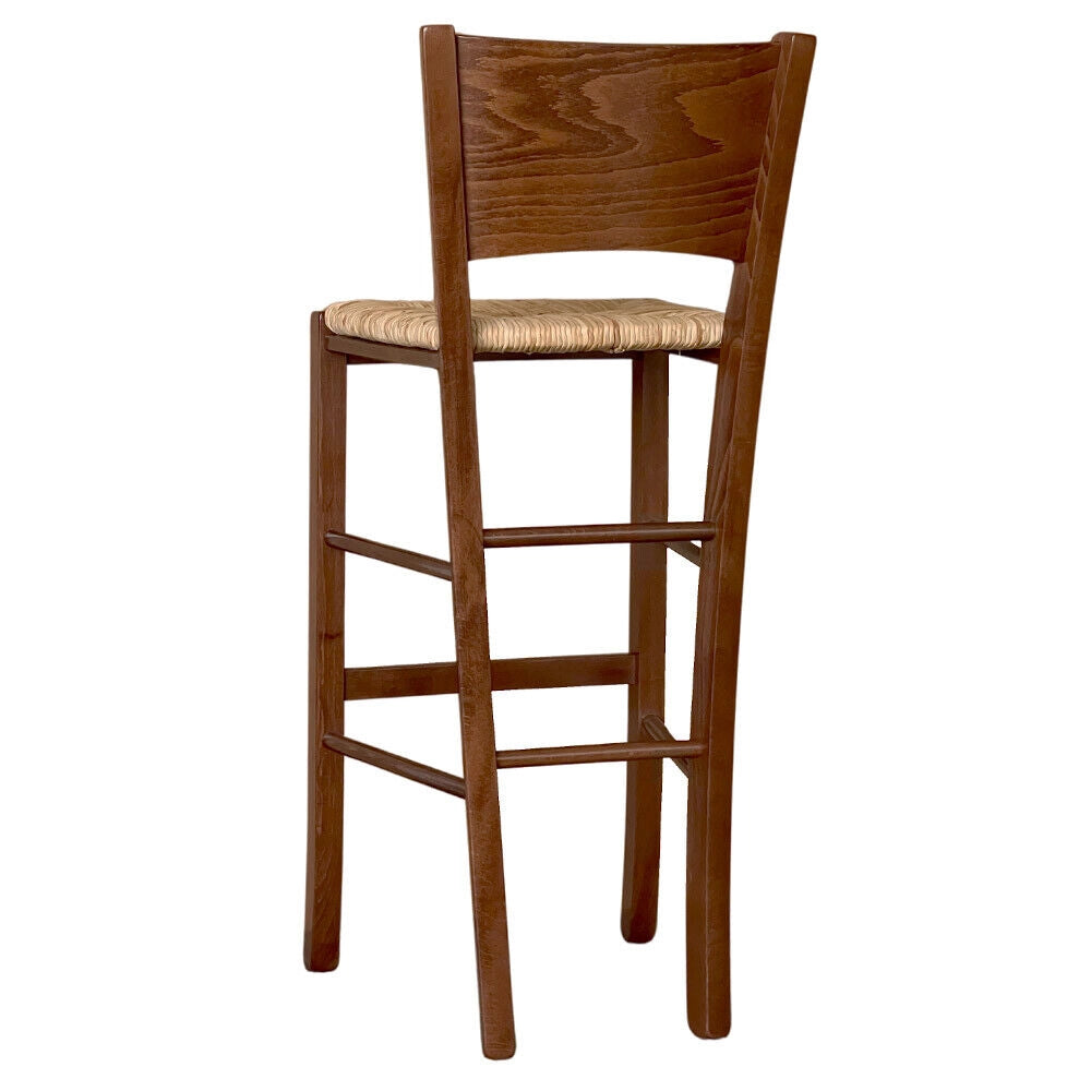 Sgabelli bar lucy in legno noce scuro h 73 cm con seduta in paglia di riso