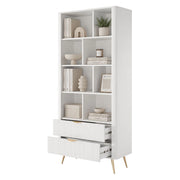 Biblioteca Kabavasi, Libreria 2 Cassetti, 88x38x194h cm Bianco