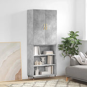 Credenza-Buffet-Armadio da cucina Grigio Cemento 69,5x34x180 cm in Legno Multistrato 287958