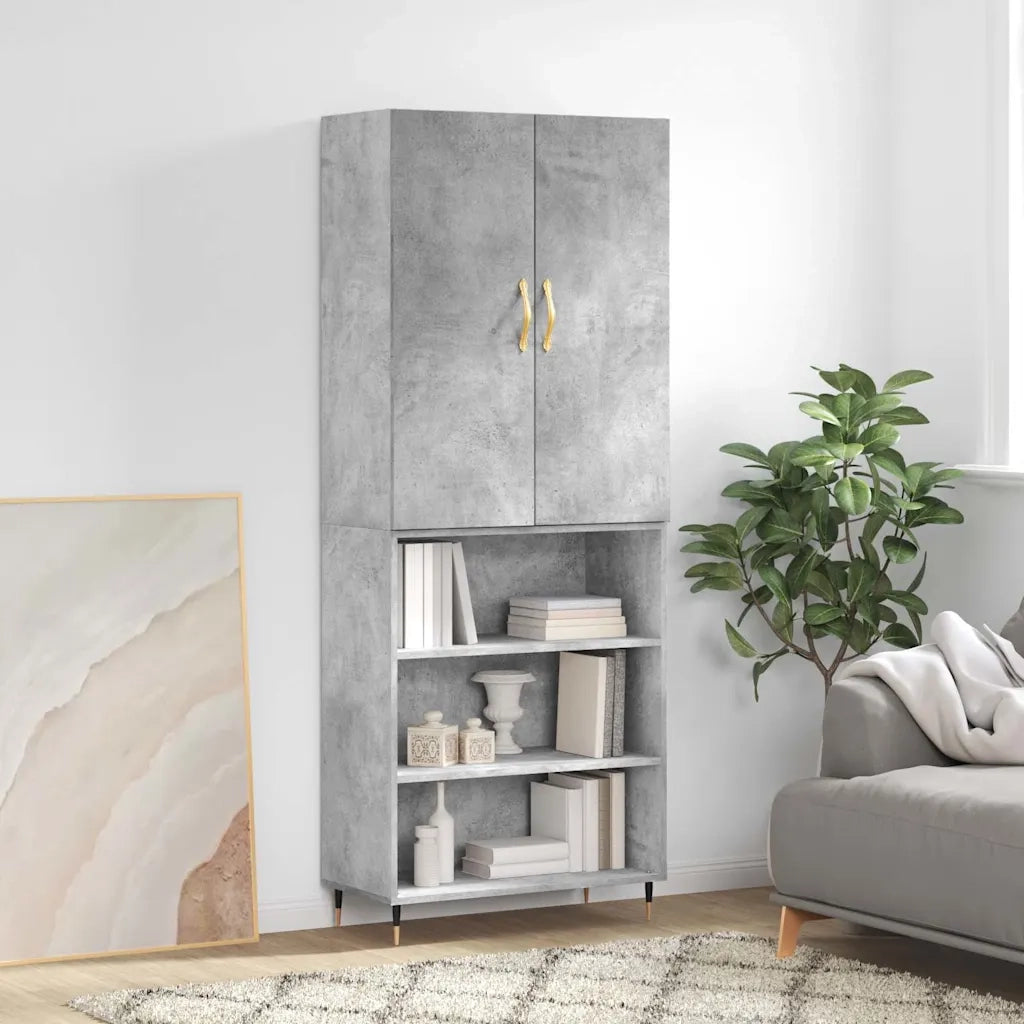 Credenza-Buffet-Armadio da cucina Grigio Cemento 69,5x34x180 cm in Legno Multistrato 287958