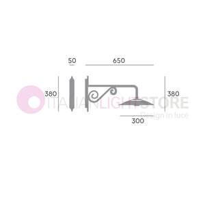 BORGO Applique per Esterni con Braccio Sporgente L. 65 Cm