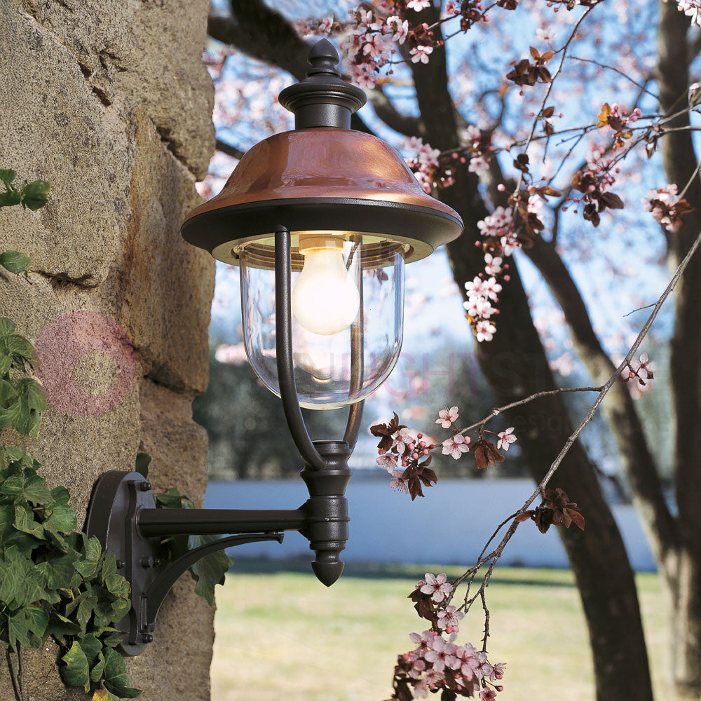 RUSTICA Applique Tradizionale Per Esterno con Cappello in Rame