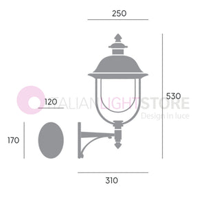 RUSTICA Applique Tradizionale Per Esterno con Cappello in Rame