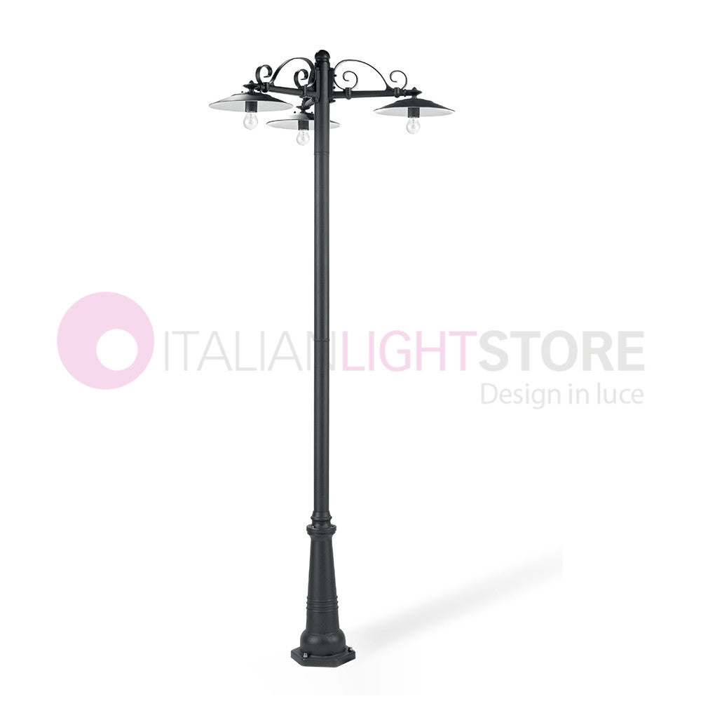 ANTIQUE Lampione Grafite a 3 Luci Design Tradizionale