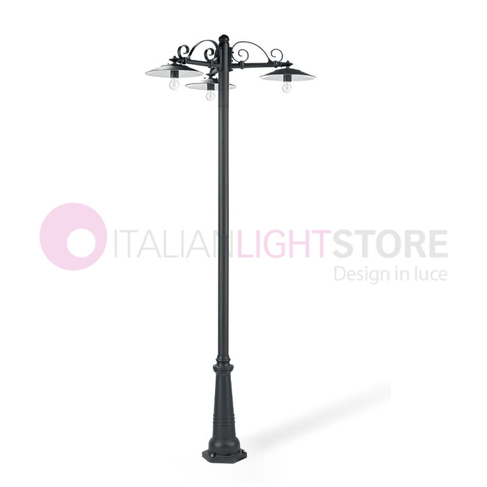 ANTIQUE Lampione Grafite a 3 Luci Design Tradizionale