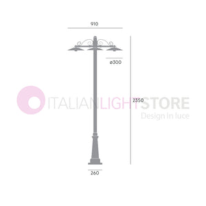 ANTIQUE Lampione Grafite a 3 Luci Design Tradizionale