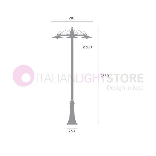 ANTIQUE Lampione Grafite a 3 Luci Design Tradizionale