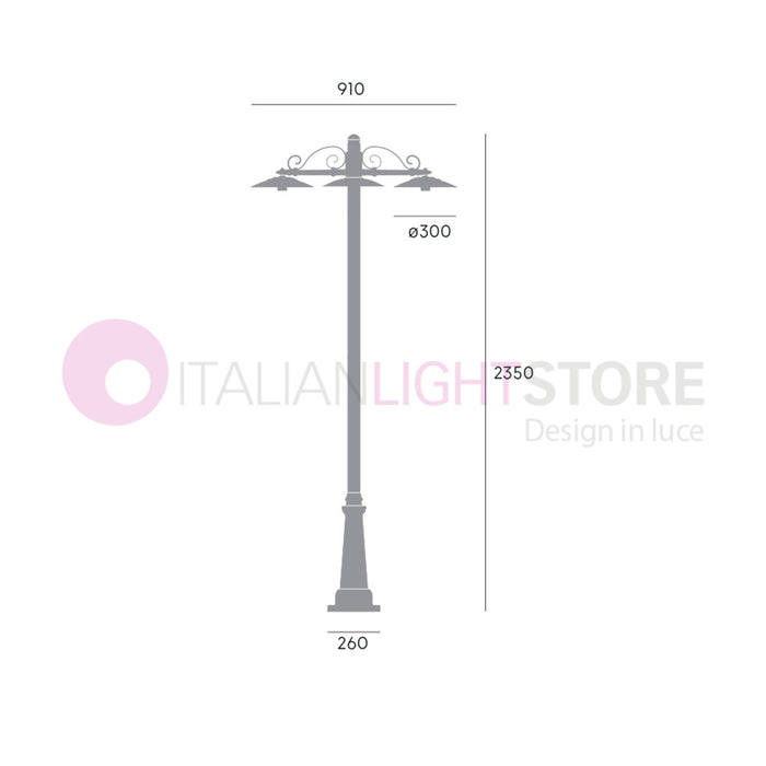 ANTIQUE Lampione Grafite a 3 Luci Design Tradizionale