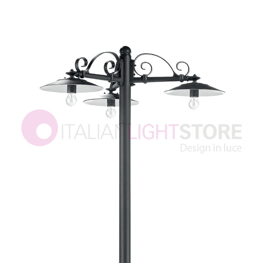 ANTIQUE Lampione Grafite a 3 Luci Design Tradizionale