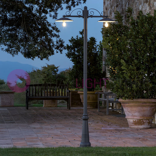 ANTIQUE Lampione Grafite a 2 Luci Design Tradizionale