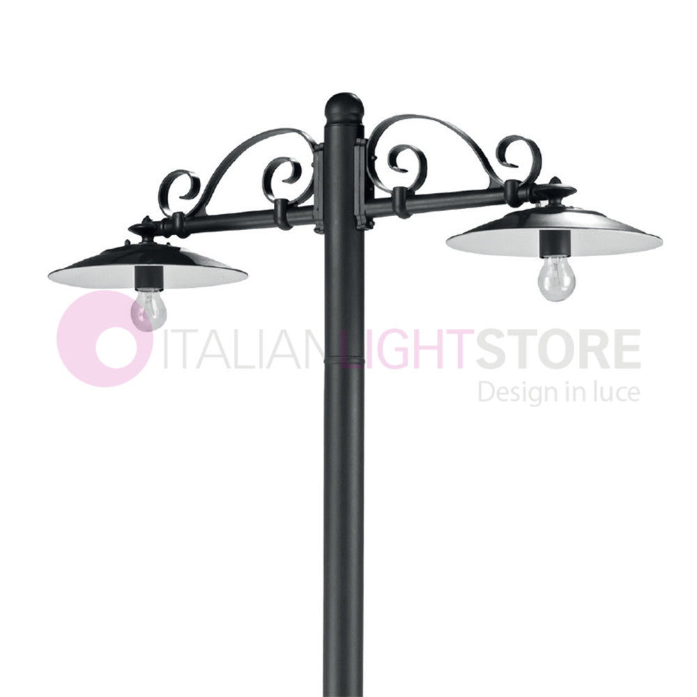 ANTIQUE Lampione Grafite a 2 Luci Design Tradizionale