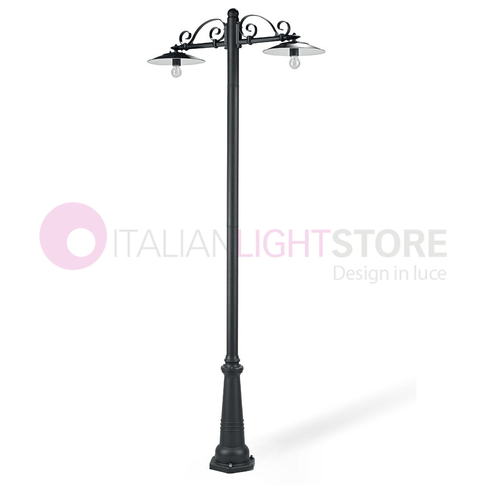 ANTIQUE Lampione Grafite a 2 Luci Design Tradizionale