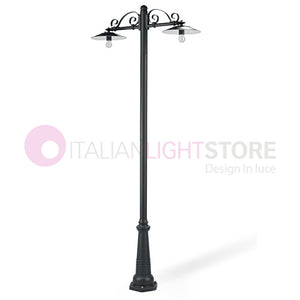 ANTIQUE Lampione Grafite a 2 Luci Design Tradizionale