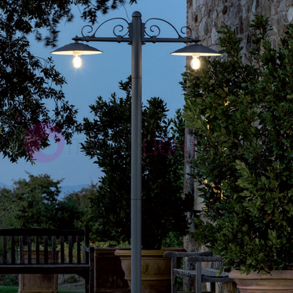 ANTIQUE Lampione Grafite a 2 Luci Design Tradizionale