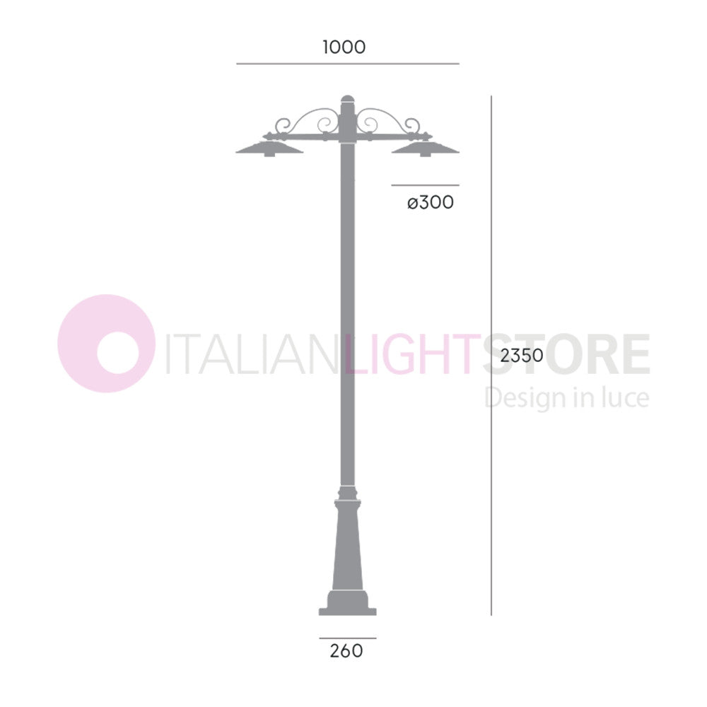 ANTIQUE Lampione Grafite a 2 Luci Design Tradizionale