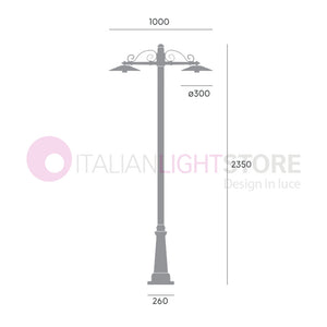 ANTIQUE Lampione Grafite a 2 Luci Design Tradizionale