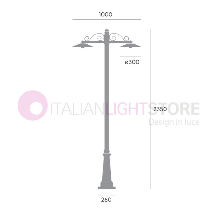 ANTIQUE Lampione Grafite a 2 Luci Design Tradizionale