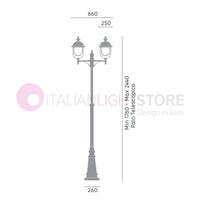 RUSTICA Lampione Telescopico a 2 Luci Cappelli in Rame