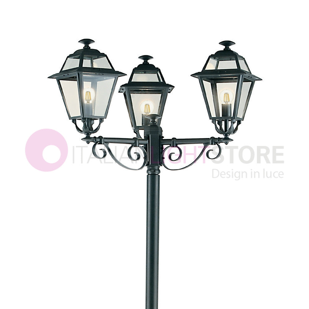 ELEGANCE Lampione Grafite a 3 Luci Design Tradizionale