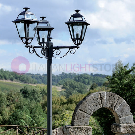 ELEGANCE Lampione Grafite a 3 Luci Design Tradizionale