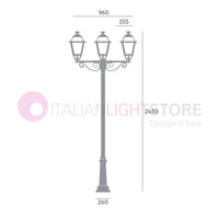 ELEGANCE Lampione Grafite a 3 Luci Design Tradizionale