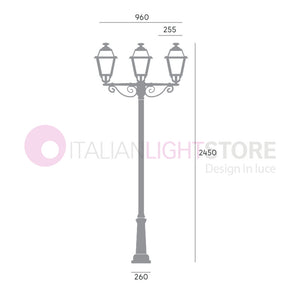 ELEGANCE Lampione Grafite a 3 Luci Design Tradizionale