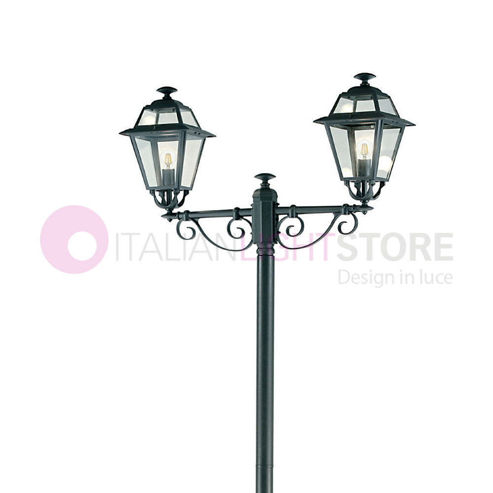 ELEGANCE Lampione Grafite a 2 Luci Design Tradizionale