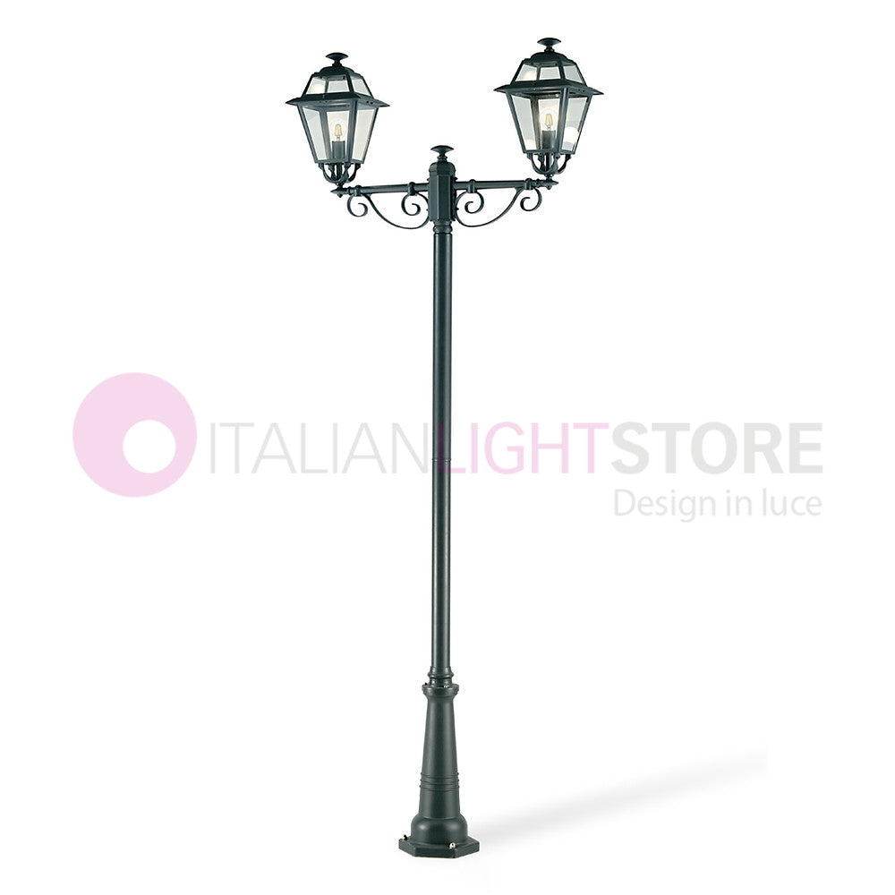 ELEGANCE Lampione Grafite a 2 Luci Design Tradizionale