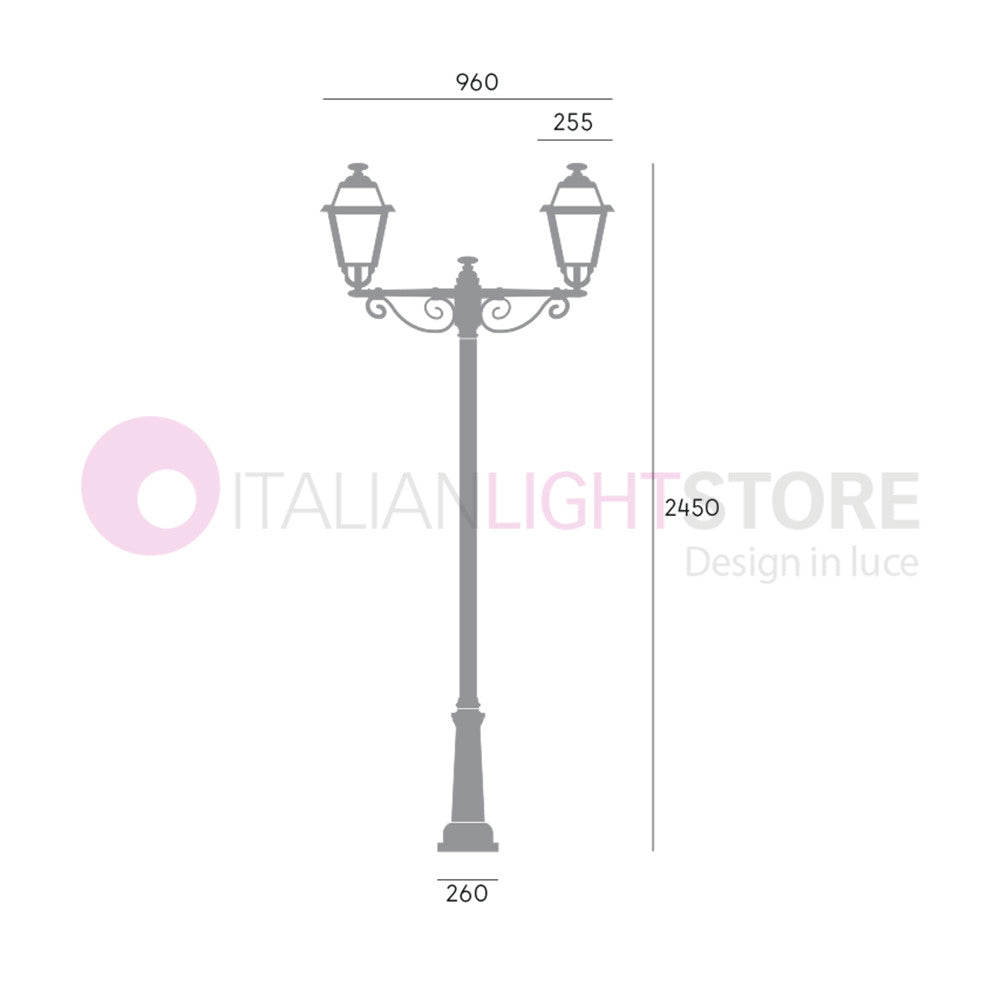 ELEGANCE Lampione Grafite a 2 Luci Design Tradizionale