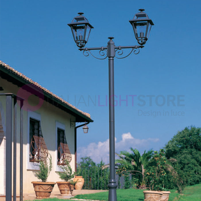 ELEGANCE Lampione Grafite a 2 Luci Design Tradizionale