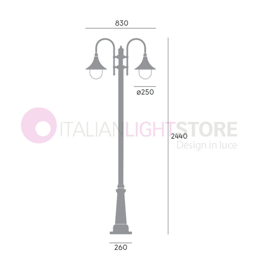 LAMPARA Lampione a 2 Luci H.244 Design Tradizionale