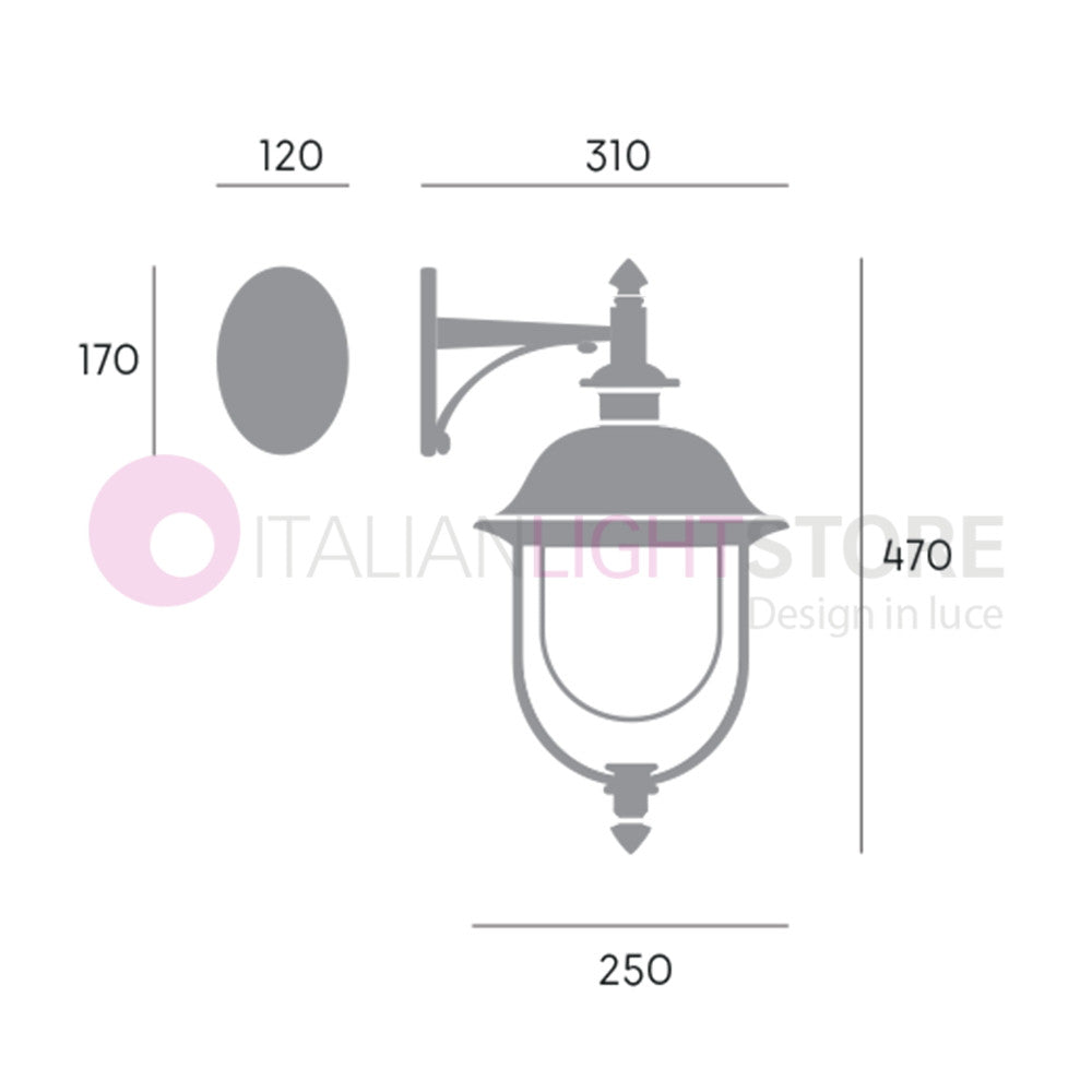 RUSTICA Applique Tradizionale Per Esterno con Cappello in Rame